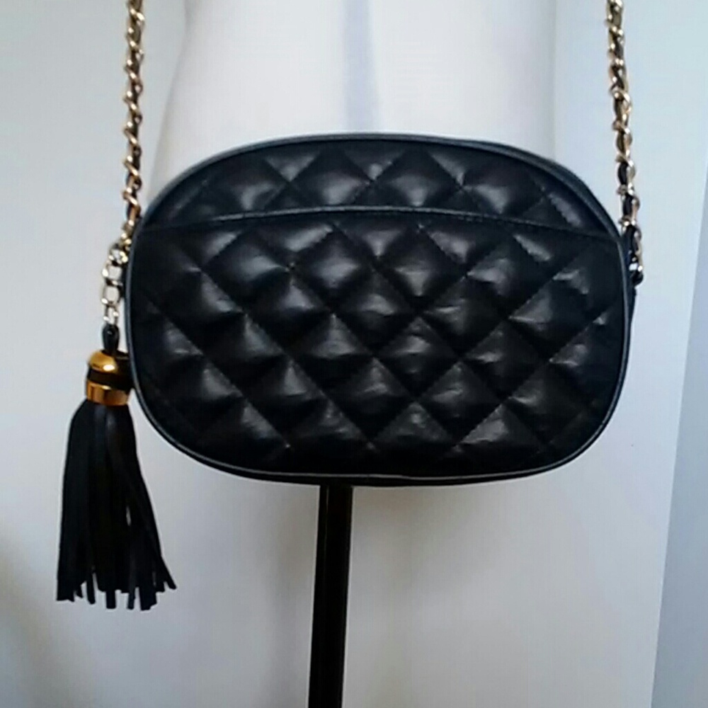 A&W | Faux Leather Navy Blue Quilt Bag